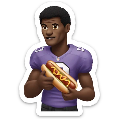 lamar jackson eating a hot dog sticker