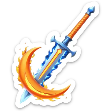 sword fire moon sticker