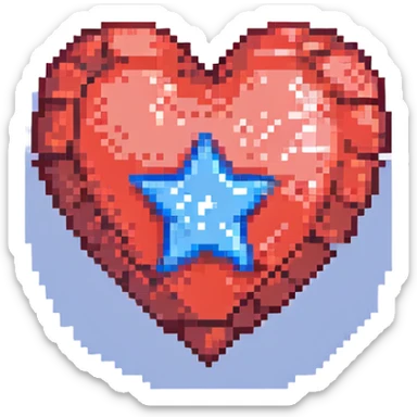 A red heart with a blue star inside sticker
