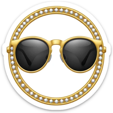 black glasses with diamond and golden in the back sticker