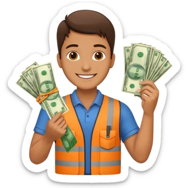 landscaping company employee with money sticker