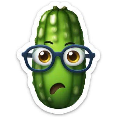 A pickle with blue eyes, wearing glasses sticker