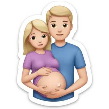 Boyfriend holding pregnant girlfriends belly sticker