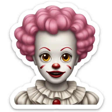 Pennywise with pink hair and makeup sticker