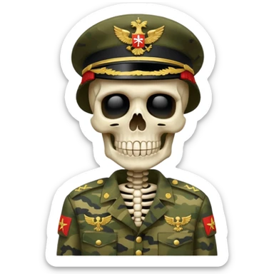 generate a realistic skeleton in Russian military camouflage sticker