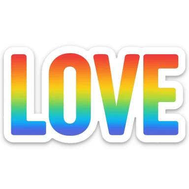 the word LOVE in rainbow gradient letters sticker