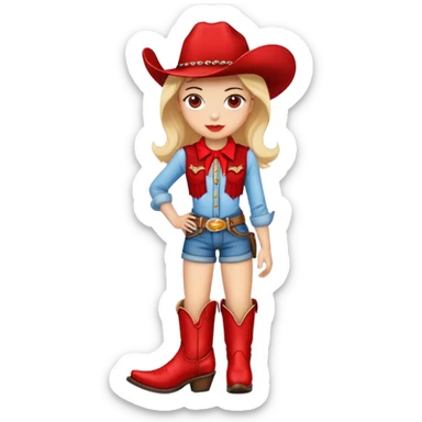 Red cowgirl boots on a girl sticker