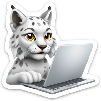 A lynx with a laptop sticker
