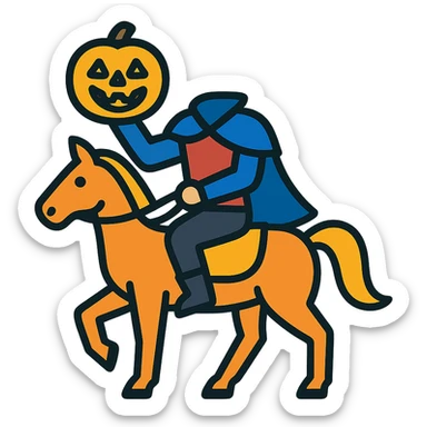 color outline icon of a headless horseman sticker