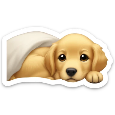 Golden Retriever puppys snuggling in bed sticker