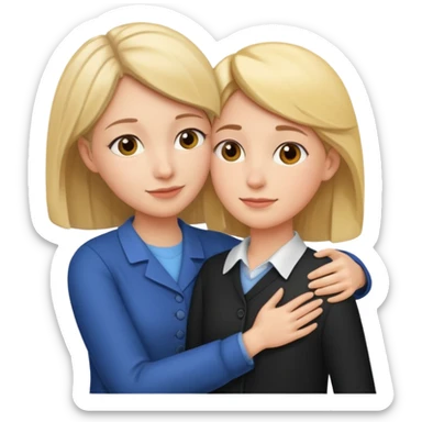 A woman teacher and young student They hug sticker