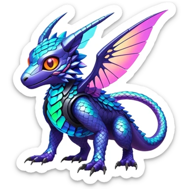  exotic futuristic lush cozy warm-colored modern colorful neon-colored cyber-Fakémon-Digimon-Trico-creature sticker