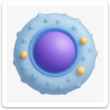 Make the human cell with a prominent nucleus detail in the style of microsoft style 3d fluent emojis sticker