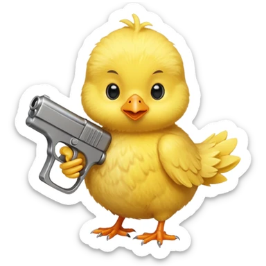 Baby chick with a gun  sticker