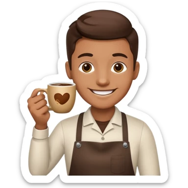 barista with big cup of coffee sticker