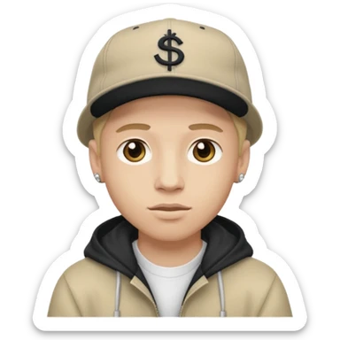 headshot of a white male rapper sticker