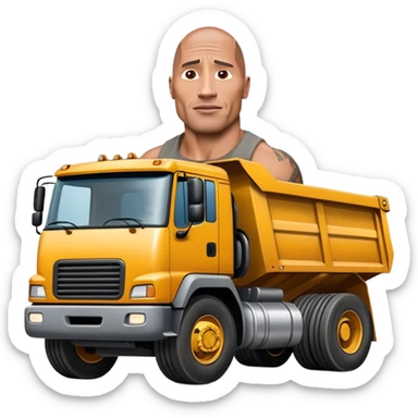 Dwayne the rock Johnson face on a dump truck sticker