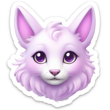 Kawaii cute colorful bright light pastel lilac-pink-white-gradient fantasy ethereal anthro fursona animal creature sticker