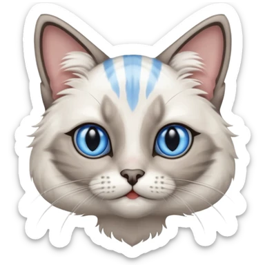 white and gray striped cat with blue eyes sticker