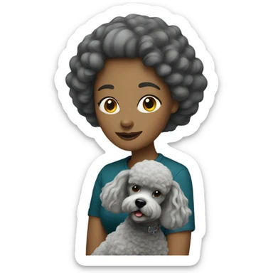 Woman with grey poodle sticker