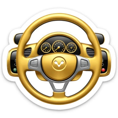 Volant voiture doré sticker