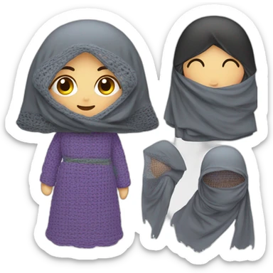 Fille-avec-burqa-faisant-du-crochet sticker
