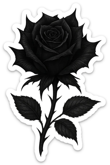 goth object, black rose, dark, elegant sticker