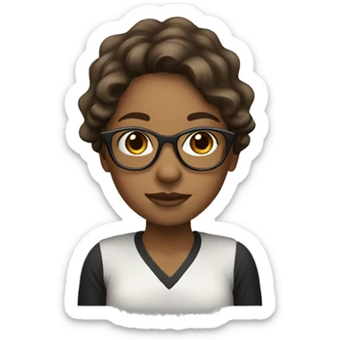 A girl with glasses and long wavy brown hair sticker