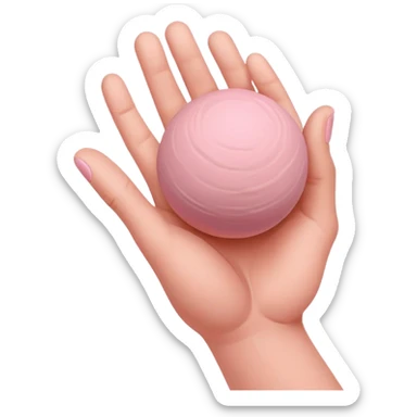 hand lightly tapping a pink ball of clay in the palm for surface shaping sticker