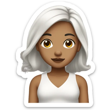 A girl with skin tone white black hair and name is kadambari sticker