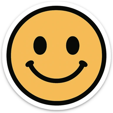 flat toon style happy face, simple and bold sticker