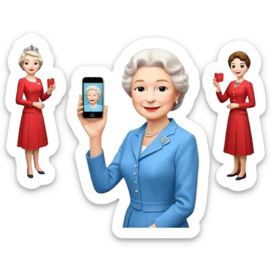 someone who's taking a photo in a room with with the wax figures of the queen elisabeth the II sticker