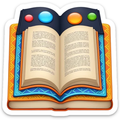 an open book with a dark cover. on the pages of the book, there are examples of tiles in bright colors sticker