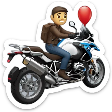 Francisco-Javier-Sans-Sánchez with knob, riding a BMW-R-1200-GS,waving sticker
