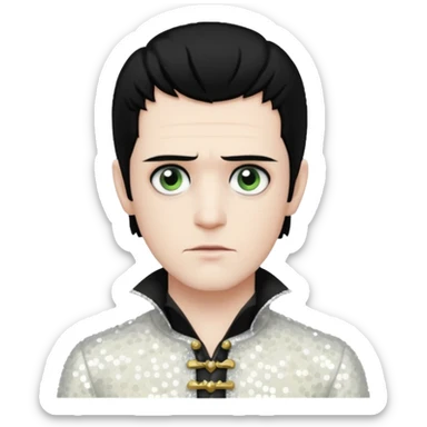 Victor Frankenstein with black hair, white sequin outfit sticker
