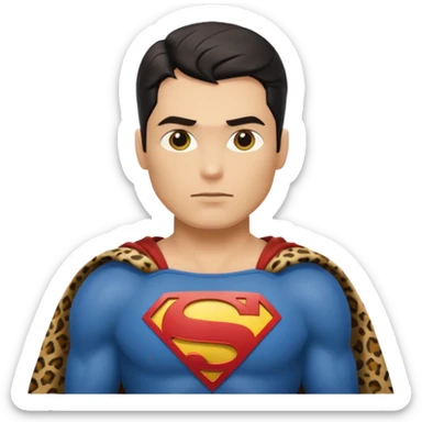 a superman wearing ancient animal skin cloth, half body, icon, yellow skin sticker