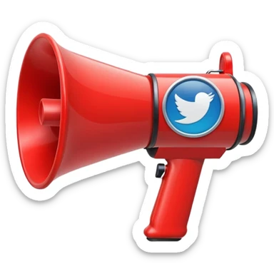 megaphone with social media icons around sticker