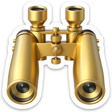 gold binoculars with large lenses simple eye holes and straight shaft and transparent background sticker
