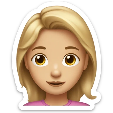 Small girl with light brown hair and blonde highlights and a drawing sticker