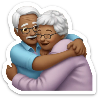 Grandma hugging grandpa  sticker