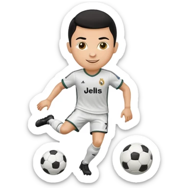 Cristiano Ronaldo inspired emoji, dribbling a soccer ball sticker