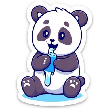 Panda eating ice  sticker