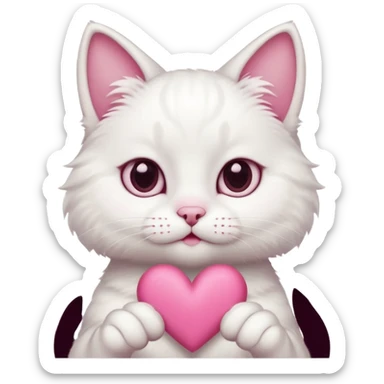 Cute white cat making heart shape with his hand above the head like this🙆‍♂️ sticker