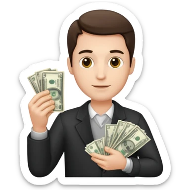 An American man with money in his hands sticker