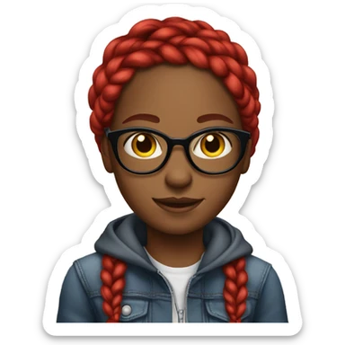 A tomboy black girl red braids wearing eyes glasses sticker