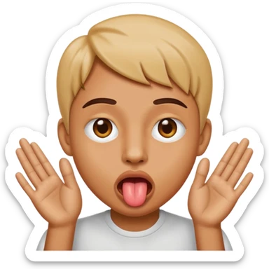 Have a guy with there hands on both side of its face with it sticking its tounge out sticker