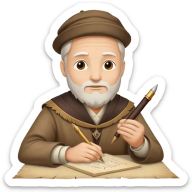 ancient Feathered pen scholar sticker