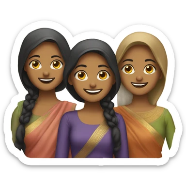 Three desi young woman smiling  sticker