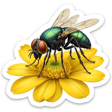 
fly on flower sticker