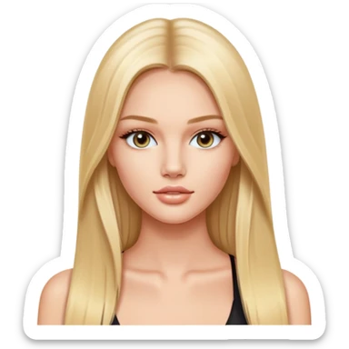 victoria’s secret model with long blonde straight hair, oval face shape  sticker